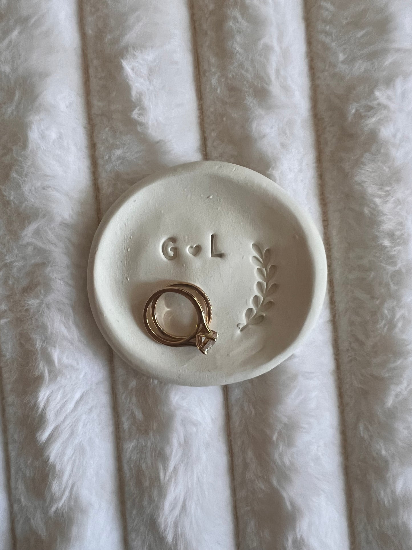 Rustic Clay Trinket Dish | Personalized Ring Dish with Initials | Custom Jewelry Holder for Bridesmaids, Weddings & Couples