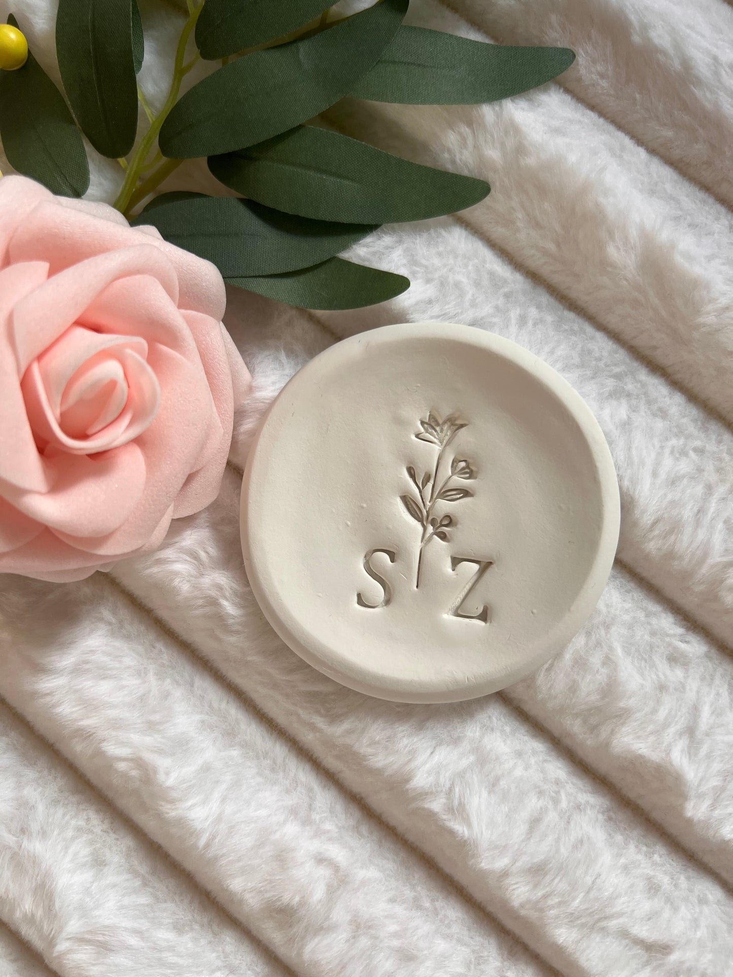 Personalized Rustic Couple Ring Dish with Initials | Custom Clay Jewelry Dish | Wedding, Engagement & Anniversary Gift